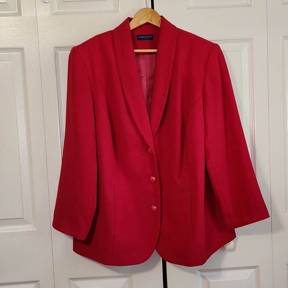 Vintage Karen Scott Dark Pink Single Breasted Blazerβ Size 2XL Pockets Business